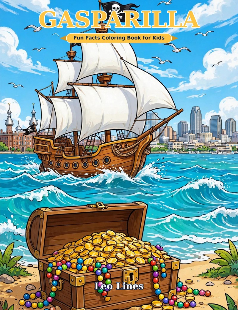 Cover of Gasparilla Fun Facts Coloring Book for Kids by Leo Lines